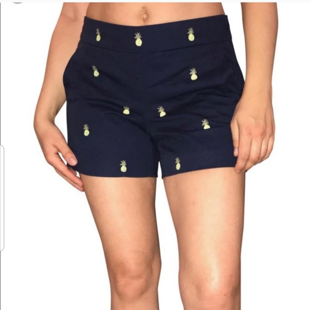 J. CREW CHINO SHORT BLUE YELLOW PINEAPPLES SIZE 0